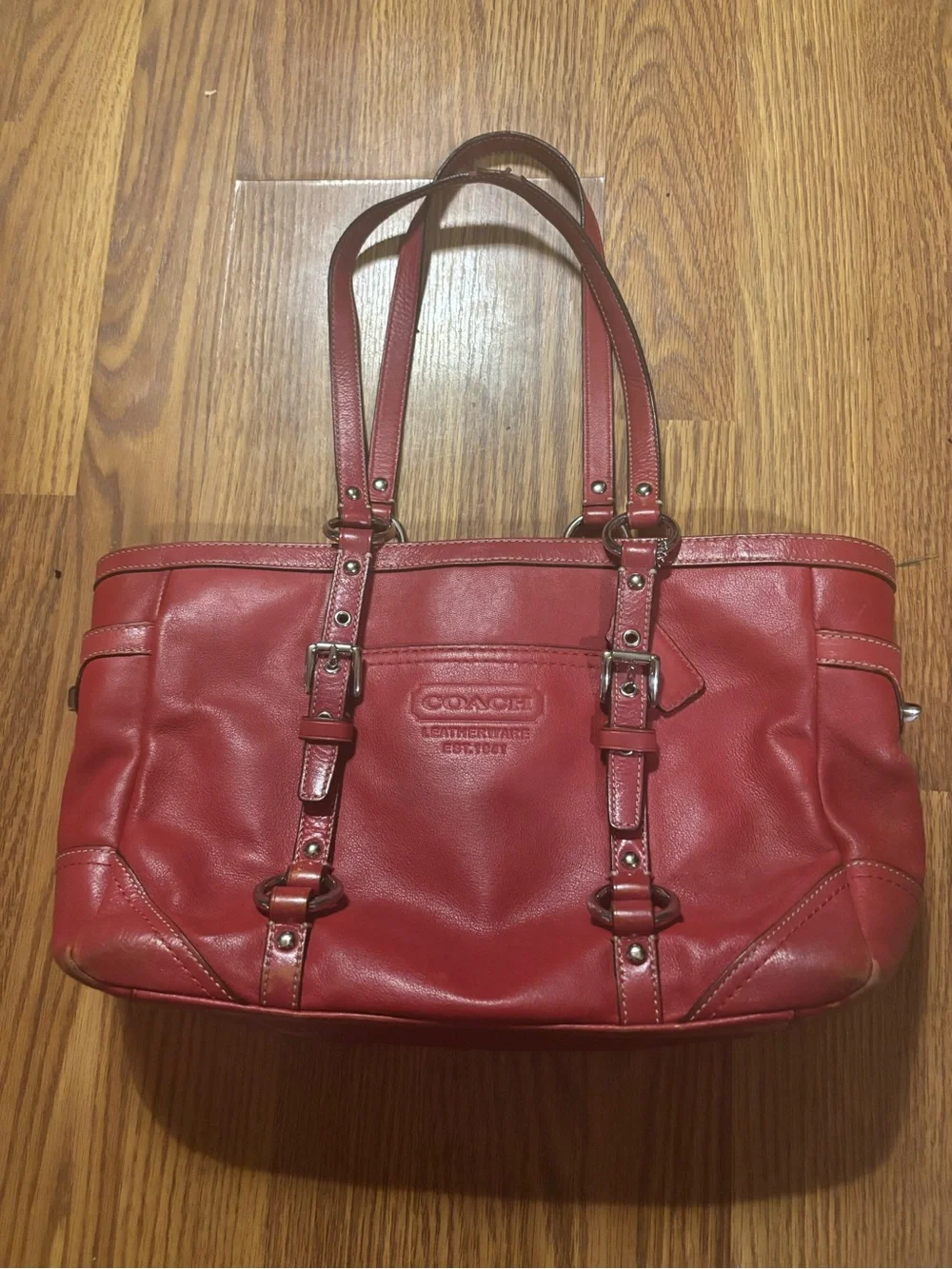 Vintage Coach Gallery East West Tote in Cherry Red